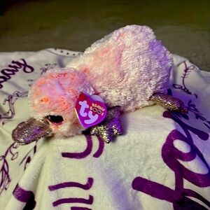 Wilma Ty Silk Beanie Boos Pink Silver Glitter Platypus 8” Plush Stuffed